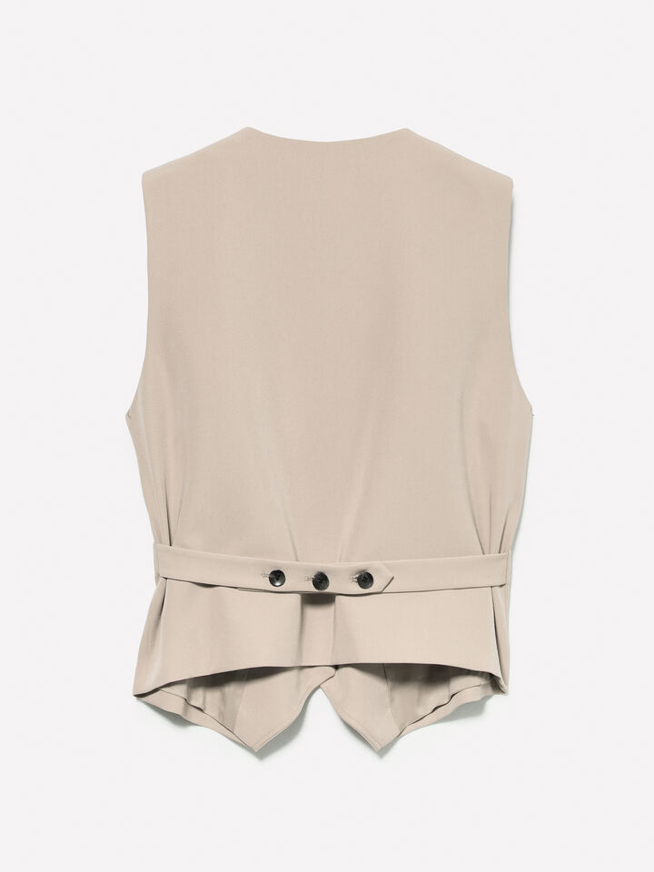 Beige slim fit vest - women's vests and sleeveless jackets - Beige | Sisley image number 6